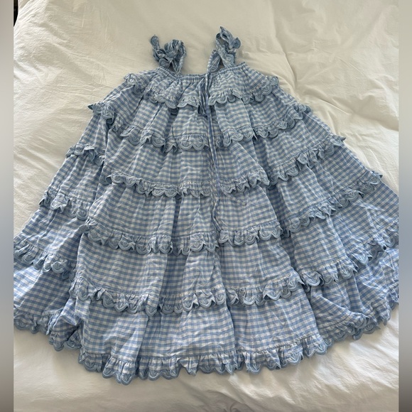 Innika Choo Iva Biig dress scallop frill dress in dusk gingham sz 1 - Picture 12 of 16
